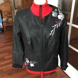 Gorgeous Vegan Leather Embroidered Jacket